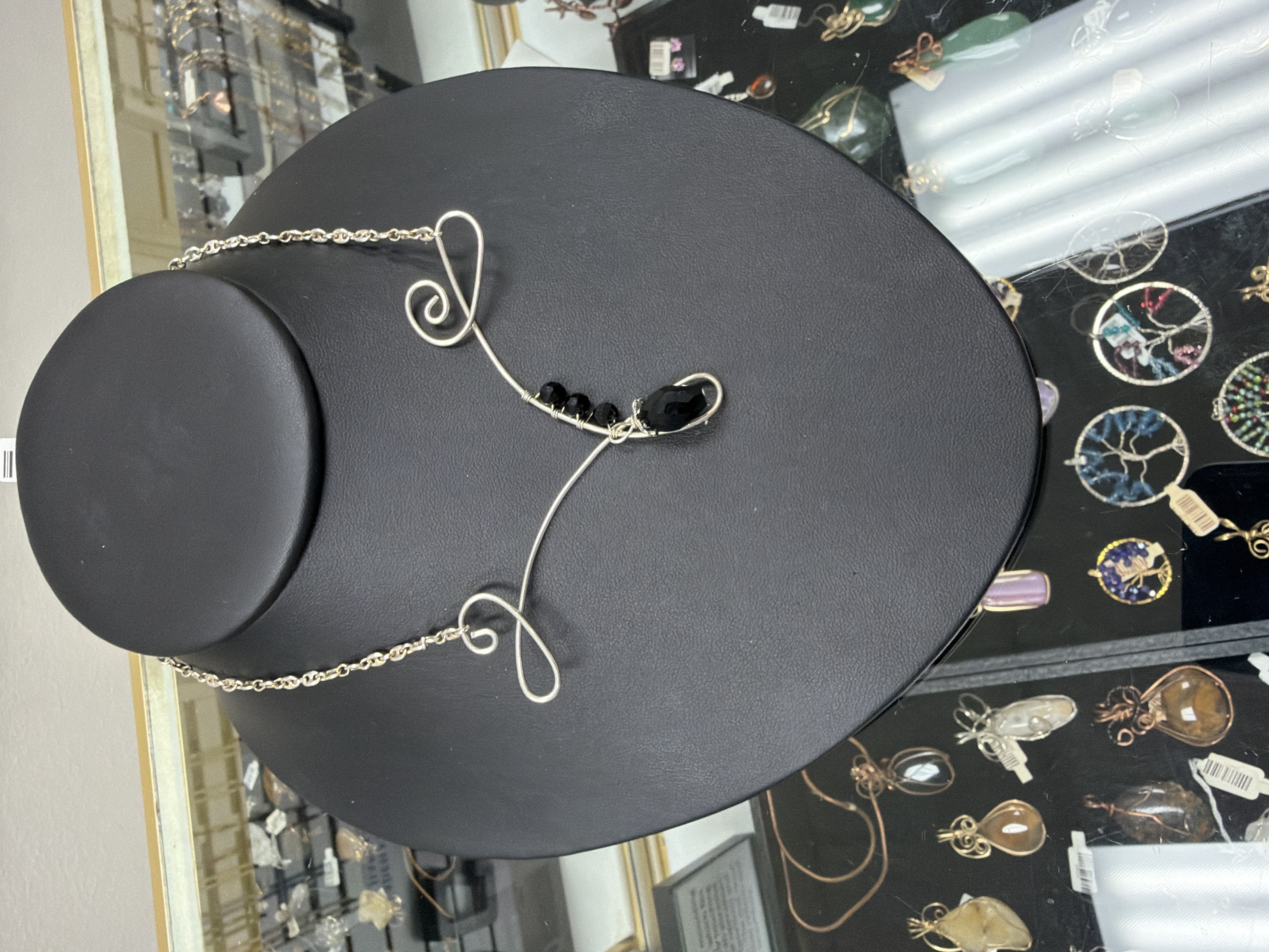Wire Wrapped Sterling Silver with Bead and Sterling Chain